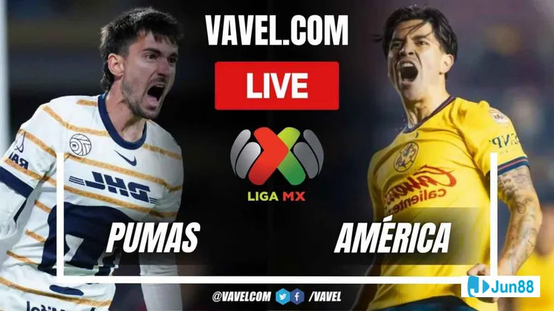 Cầu thủ của Club America tung cú sút mạnh vào khung thành của UNAM Pumas
